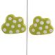 Lime White Dot Cloud Ceramic Cabinet Knob